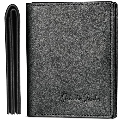 Jaimie Jacobs SLIMSTAR mit großem Münzfach dünne Geldbörse Slim Wallet Hochformat Geldbeutel Herren (Vegan Schwarz) von Jaimie Jacobs