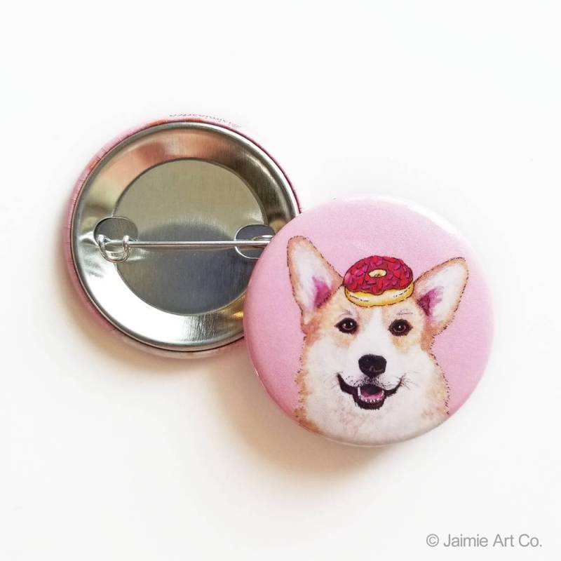 Hund Pin - Corgis, Corgis Button, Donut Süßer Süßes Geschenk, Hundeliebhaber Geschenk Für Sie von JaimieArtCo