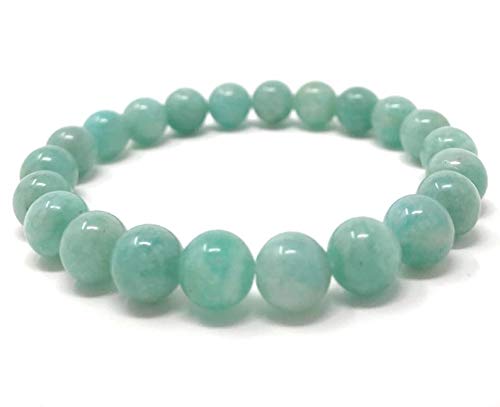 Jaipur Gems Mart Natürliche AAA Amazonite Stretch-Armband | 7-7.5” Länge | Amazonit Edelstein-Armband | Unisex-Armband | 10mm runde Form Perlen | Stretch Fit-Armband | Männer Perlen Armband von Jaipur Gems Mart