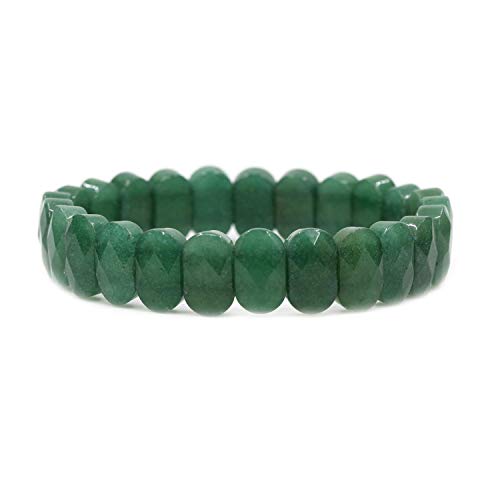 Jaipur Gems Mart Natürliche AAA Aventurin Stretch-Armband | 7-Zoll-Aventurine Armband Halbedelstein-Armband | Unisex-Armband | 14mm Oval facettierte Korn | Armband für Mädchen von Jaipur Gems Mart