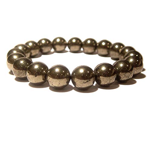 Natürliche AAA Goldene Pyrit-Armband Stretch-Armband | 7-7,5? Länge Goldene Pyrit-Armband Edelstein-Armband | Unisex-Armband | 10mm runde Form Perlen | Männer Perlen Armband von Jaipur Gems Mart