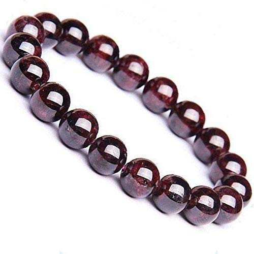 Jaipur Gems Mart Natürliche AAA Granat-Armband Stretch-Armband | 7-7,5? Garnet Armband Edelstein-Armband Länge | Unisex-Armband | 10mm runde Form Perlen | Männer Perlen Armband von Jaipur Gems Mart