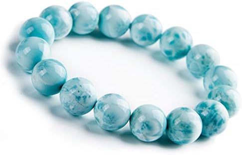 Jaipur Gems Mart Natürliche AAA Sky Larimar-Armband Stretch-Armband | 7-7,5? Larimar-Armband Edelstein-Armband | Unisex-Armband | 12mm runde Form Perlen | Männer Perlen Armband von Jaipur Gems Mart