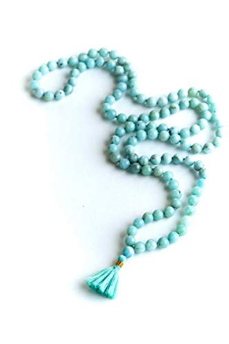 Natürliche AAA Amazonite 108 Mala Halskette | Amazonite Mala | 108 Gebet wulstige Mala Halskette | Handgeknüpft Mala Armband | Japa Mala | 8mm Perlen | Meditation Tassel | Buddhistische Mala von Jaipur Gems Mart