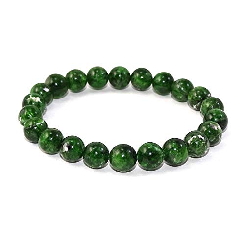 Natürliche AAA Chrome Diopside Armband Stretch-Armband | 7-7,5? Länge Chrome Diopside Armband Edelstein-Armband | Unisex-Armband | 8mm runde Form Perlen | Männer Perlen Armband von Jaipur Gems Mart