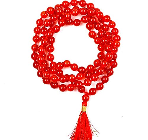 Natürliche AAA Karneol 108 Mala Halskette | Karneol Mala | 108 Gebet wulstige Mala Halskette | Handgeknüpft Mala Armband | Japa Mala | 8mm Perlen | Meditation Tassel | Buddhistische Mala von Jaipur Gems Mart