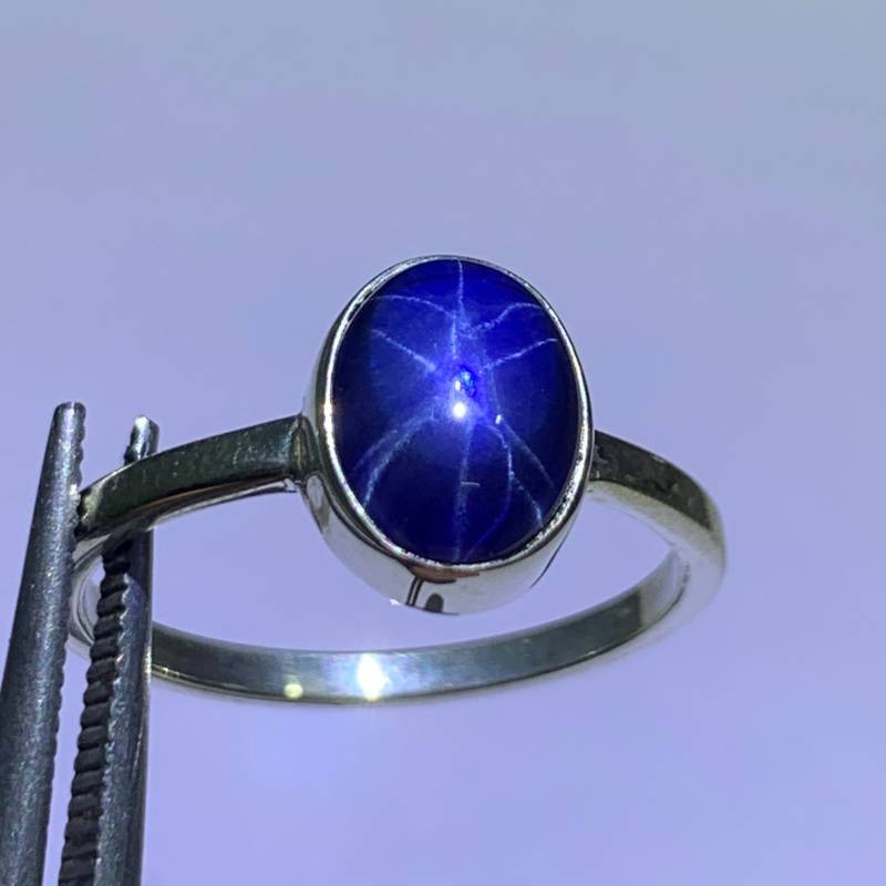 Blauer Stern Saphir Stein Ring 925 Sterling Silber Handmade Schmuckstein Größe 7 X 9 Mm Geschenk Statement Ring, Verlobungsring Geburtstagsring von JaipurArtsAndJewelry
