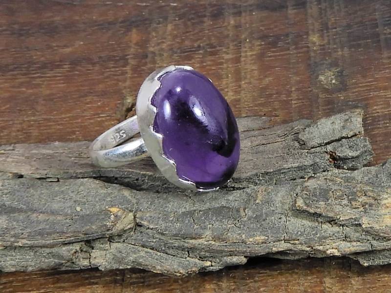Natürlicher Amethyst Spitze Achat Ring, 925 Sterling Silber Oval Edelstein Designer Versprechen Geschenk Ring von Jaipurgemsstudio