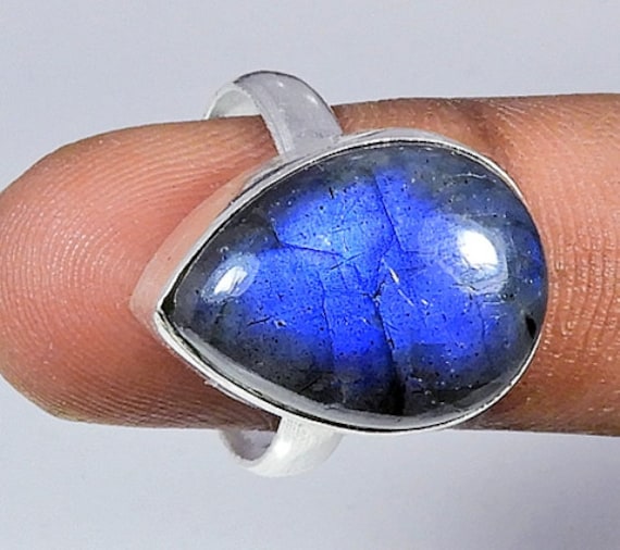 Natürlicher Labradorit Ring, Silberring, Tropfen Boho Geschenk von Jaipurgemsstudio