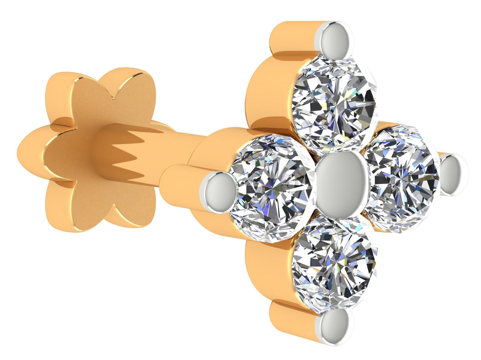 0, 10 Karat Naturdiamant Stern Nasenstecker 14K Gold Nasenstift Für Mädchen von JaipurjewelsStore