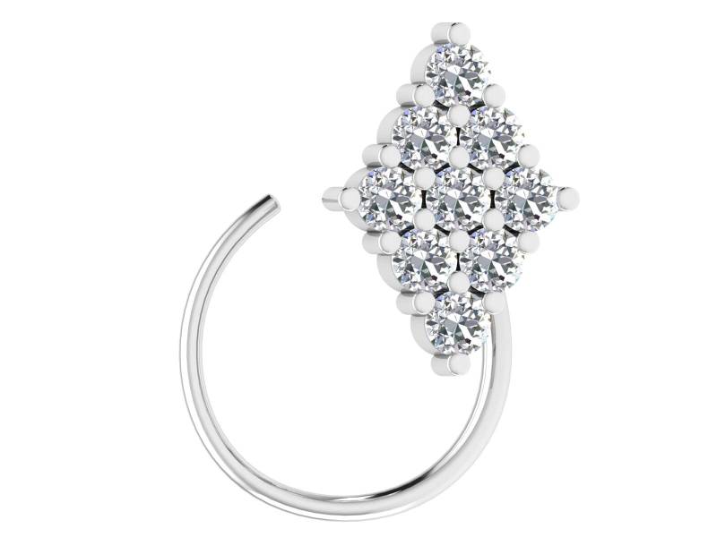 0, 12 Karat Diamant 585 Weißgold L-Band Nasenring - Piercing Nasenstift von JaipurjewelsStore