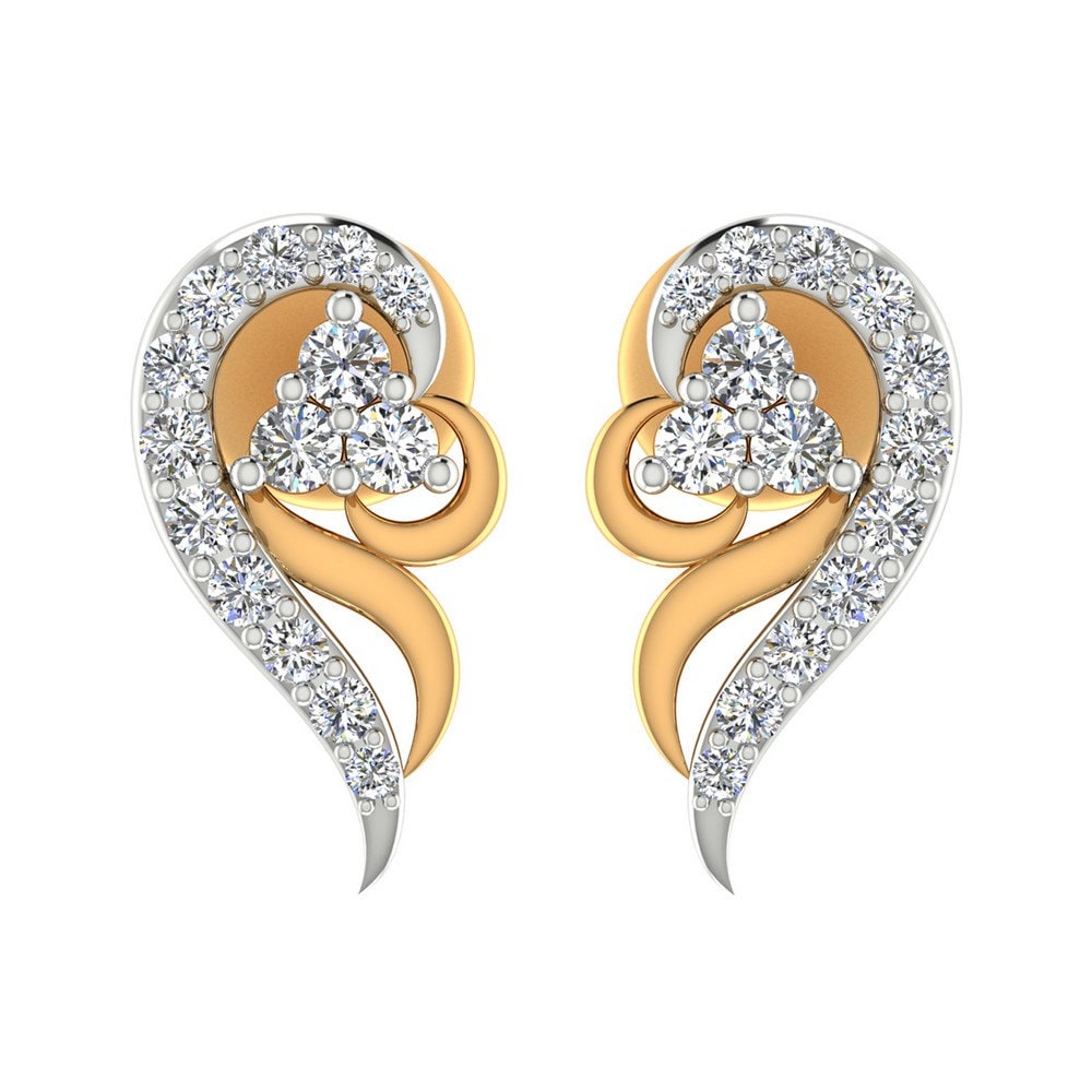 0, 23 Karat Naturdiamant Art Deco Ohrstecker , 14K Gelbgold Schmuck von JaipurjewelsStore