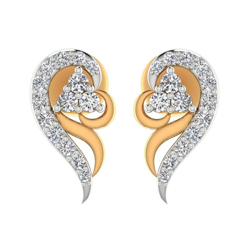 0, 23 Karat Naturdiamant Art Deco Ohrstecker , 14K Gelbgold Schmuck von JaipurjewelsStore