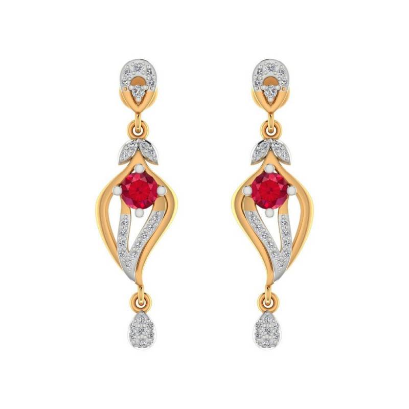 0, 91 Karat Natürliche Rubin Diamant Tropfen Ohrringe 14K Gelbgold Juli Geburtsstein von JaipurjewelsStore