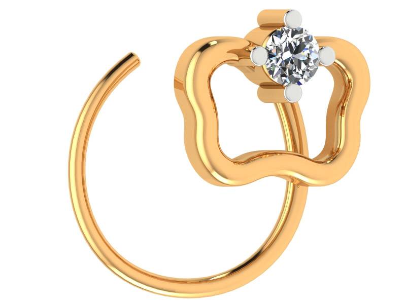 14K Gelbgold 0, 03 Karat Natürlicher Diamant Nasenring Für Mädchen von JaipurjewelsStore