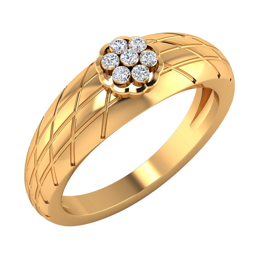 14K Gelbgold Diamant Blumenring 0, 11 Ct Runde Diamanthochzeit Verlobungsringe von JaipurjewelsStore