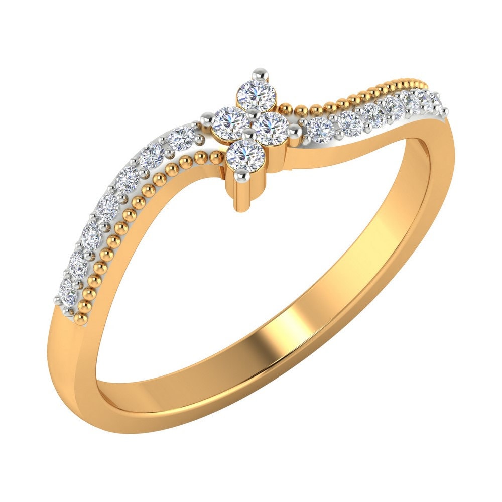 14K Gelbgold Diamant Blumenring - Twisted Eternity Band Verlobungsringe von JaipurjewelsStore