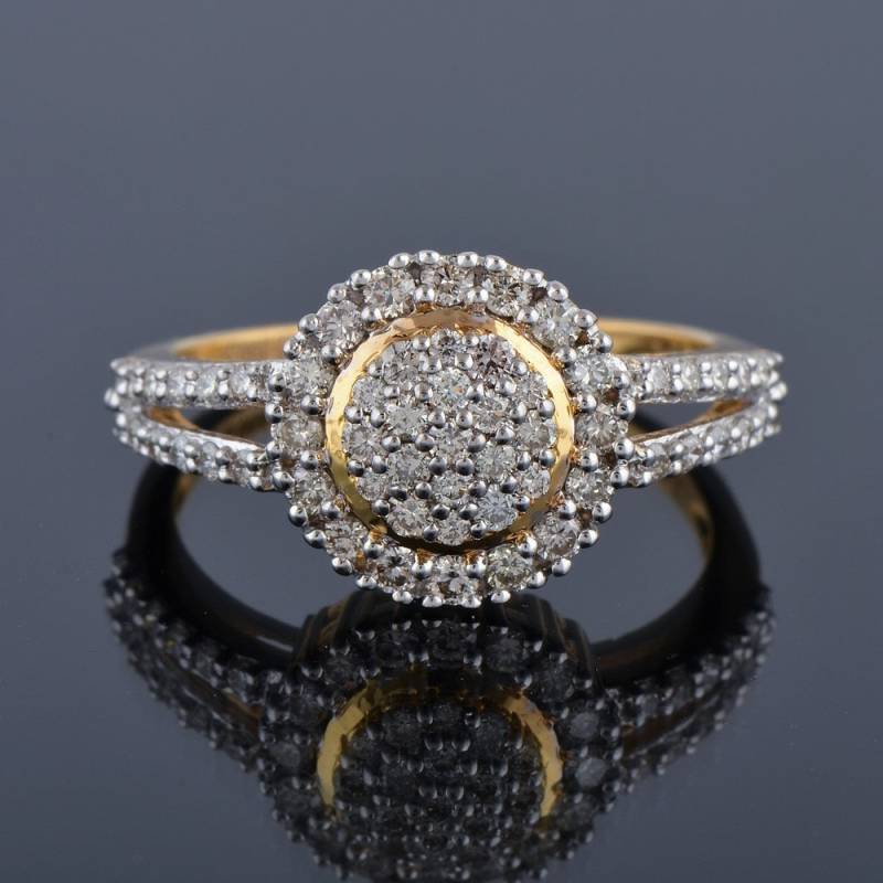 14K Gelbgold Diamant Cluster Ring - 0.92 Karat Verlobungsringe von JaipurjewelsStore