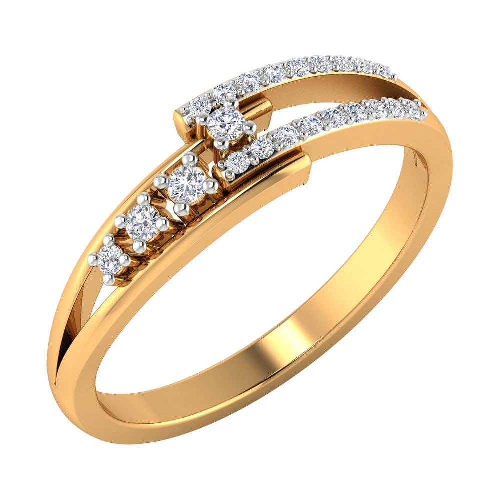 14K Gelbgold Diamant Eternity Bandring - Twisted Schaft Verlobungsringe von JaipurjewelsStore