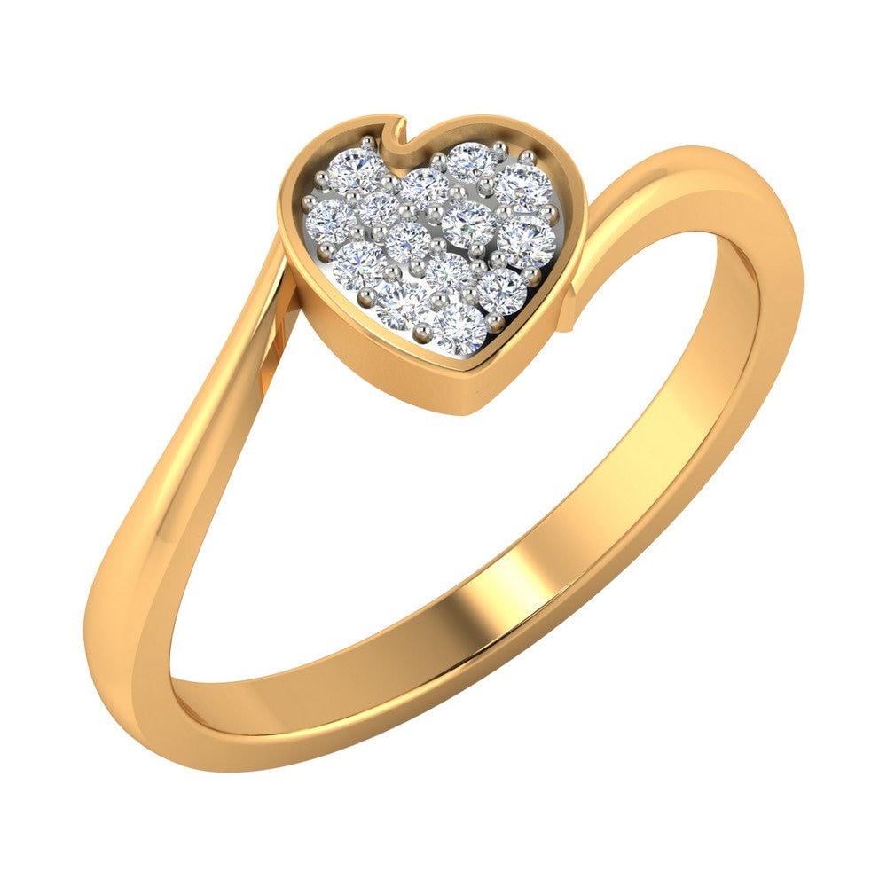 14K Gelbgold Diamant Herz Ring Valentinstag Liebe Vorschlag Verlobungsringe von JaipurjewelsStore