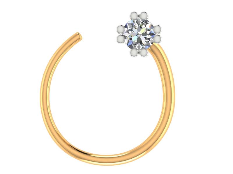 14K Gelbgold Diamant Nasenring 0, 03Ct Naturdiamant Ohrstecker Für Mädchen von JaipurjewelsStore
