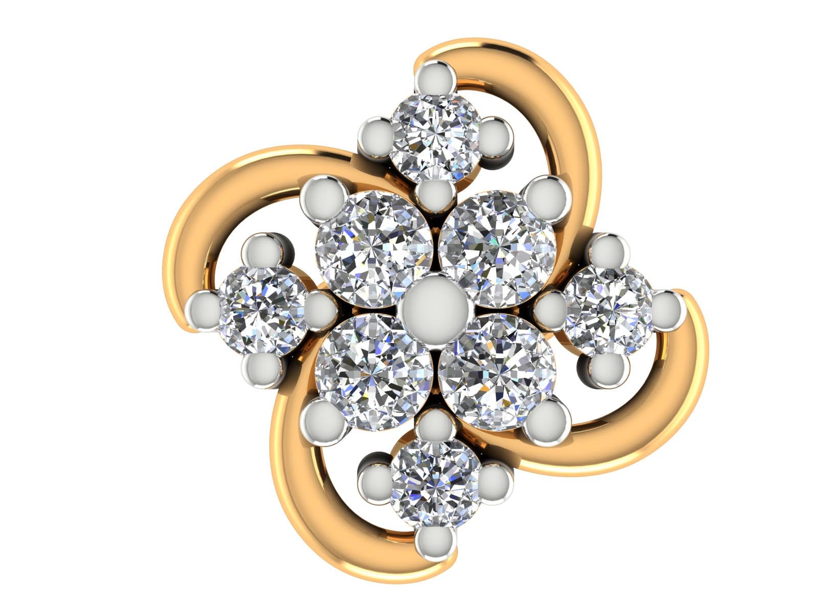 14K Gelbgold Diamant Nasenstecker 0, 09 Karat Durchbohrter Nasenlochstift von JaipurjewelsStore