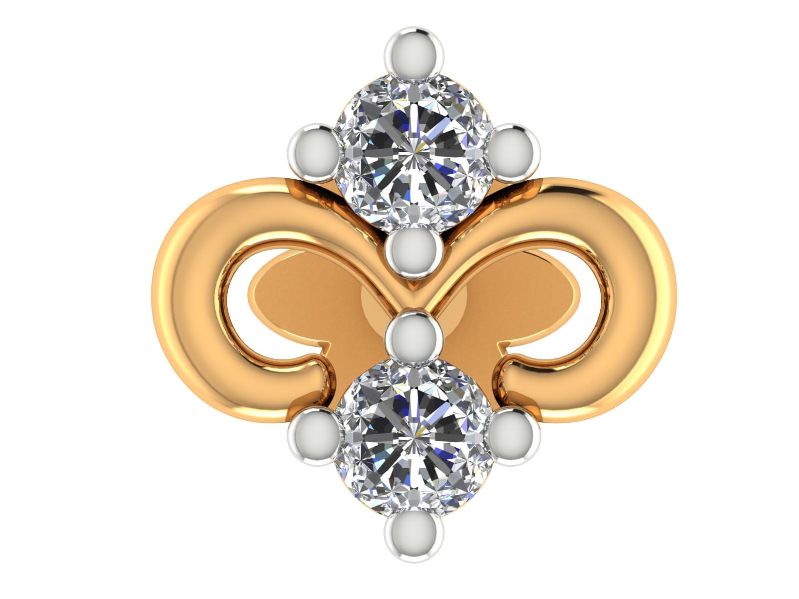 14K Gelbgold Diamant Nasenstecker Nasenloch Für Mädchen von JaipurjewelsStore