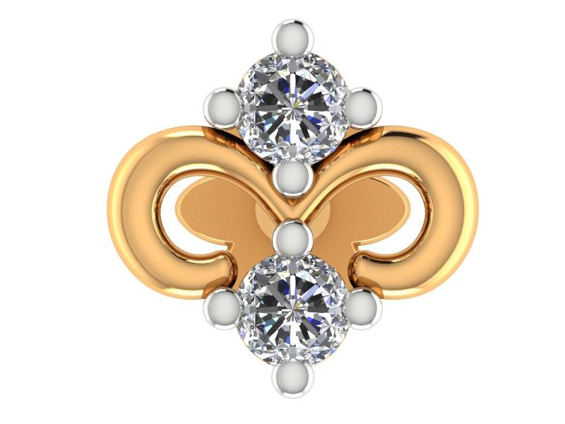 14K Gelbgold Diamant Nasenstecker Nasenloch Für Mädchen von JaipurjewelsStore