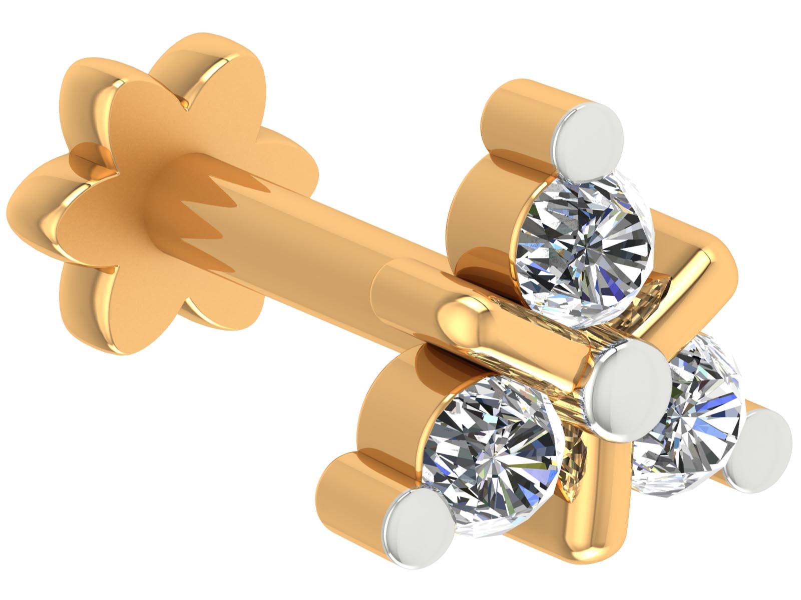 14K Gelbgold Nasenring 0, 05Ct Naturdiamant Weißgold Ohrstecker von JaipurjewelsStore