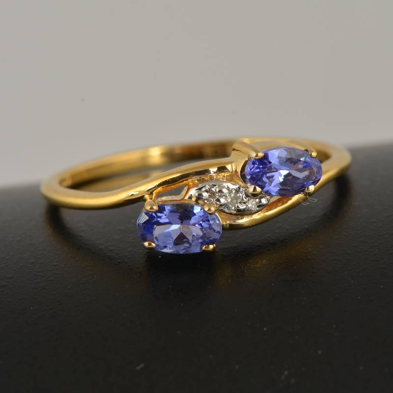 14K Gelbgold Tansanit Diamant Ring - Dezember Geburtsstein Verlobungsringe von JaipurjewelsStore