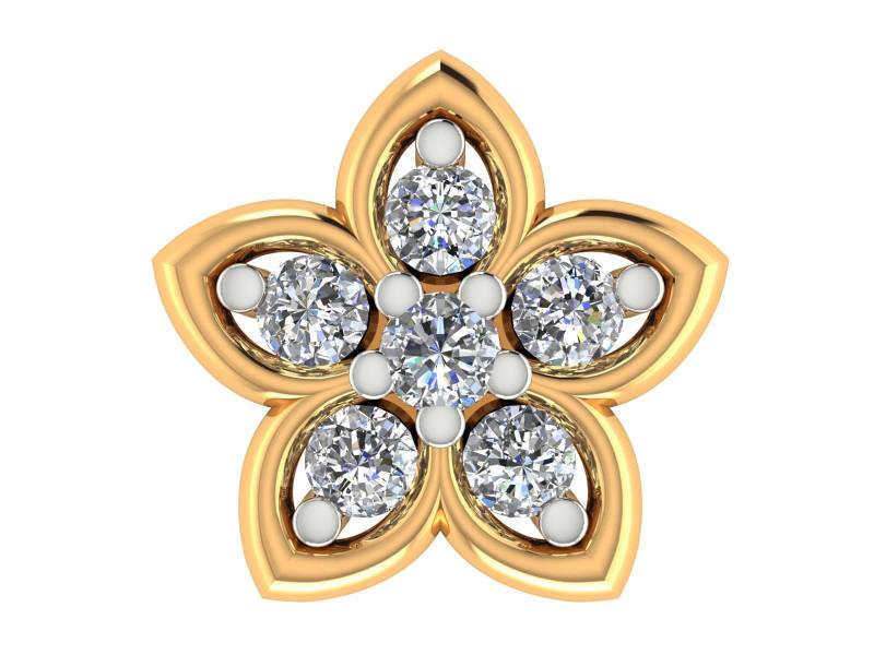 14K Gold Diamant Blume Nasenstecker 0, 04 Ct Naturdiamant von JaipurjewelsStore