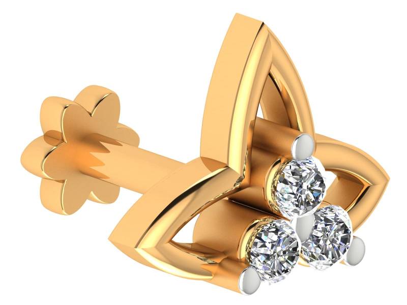 14K Gold Diamant Nase Pin, 0, 05 Ct Diamant, Schraubverschluss von JaipurjewelsStore
