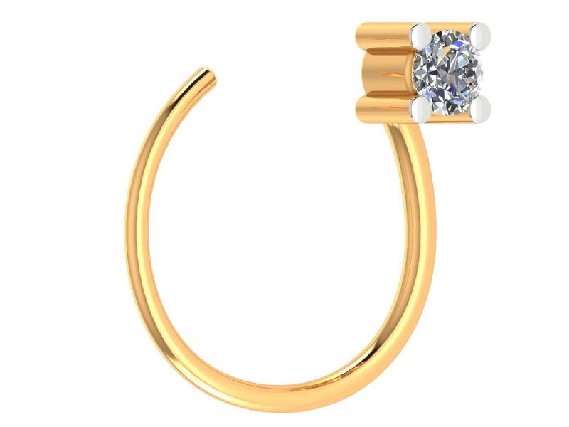 14K Gold Diamant Nasenring 0, 03 Karat Naturdiamant Bolzen Für Mädchen von JaipurjewelsStore