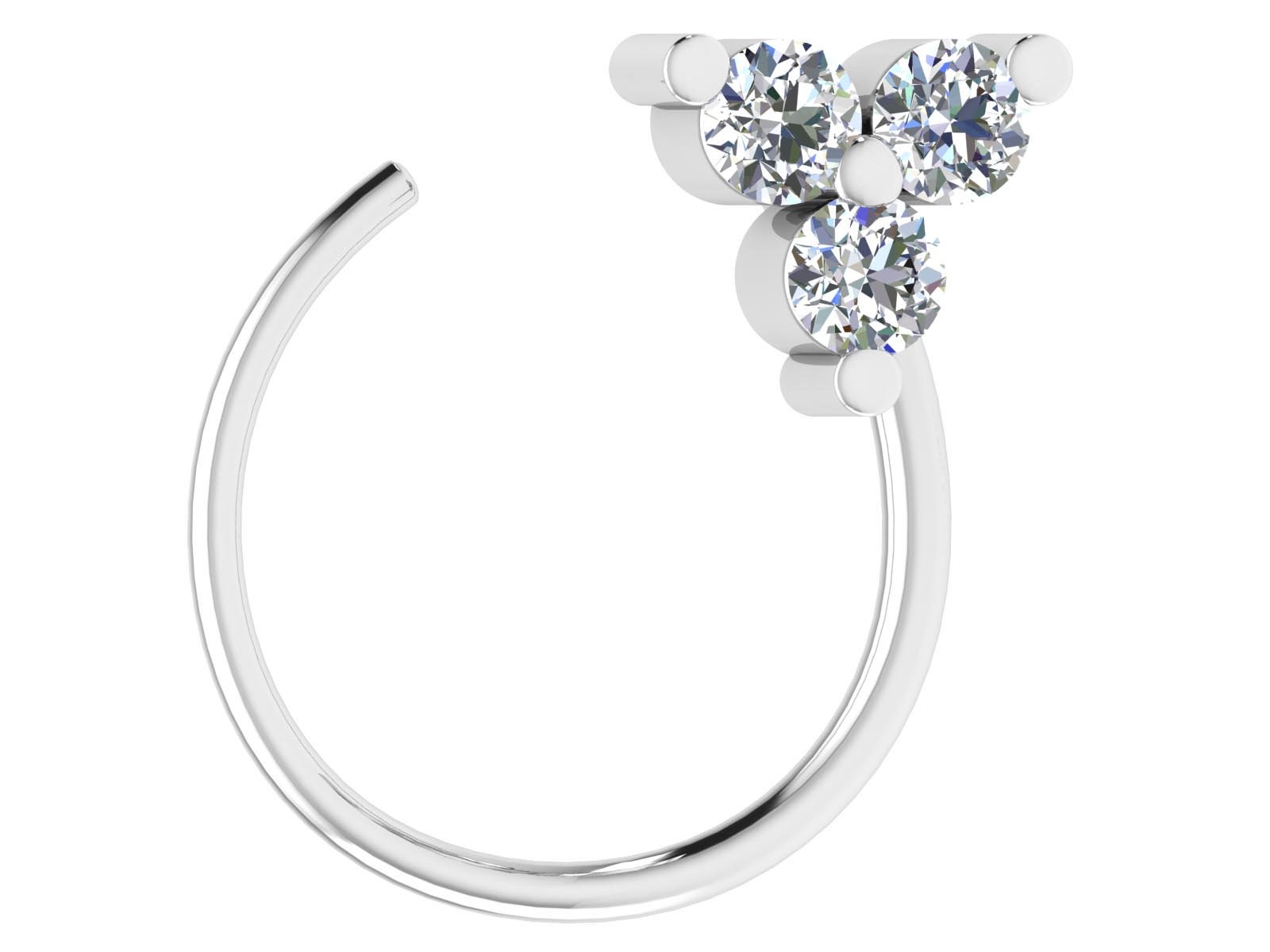 14K Gold Diamant Nasenring 0, 05Ct Natürlicher Durchbohrter Stift von JaipurjewelsStore