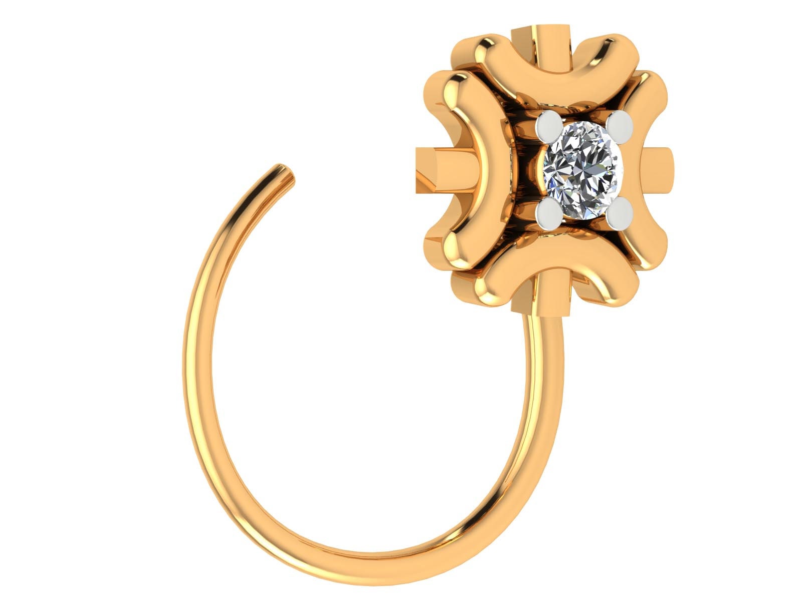 14K Gold Diamant Nasenring - Zierlicher Durchbohrter Nasenstecker Für Mädchen von JaipurjewelsStore