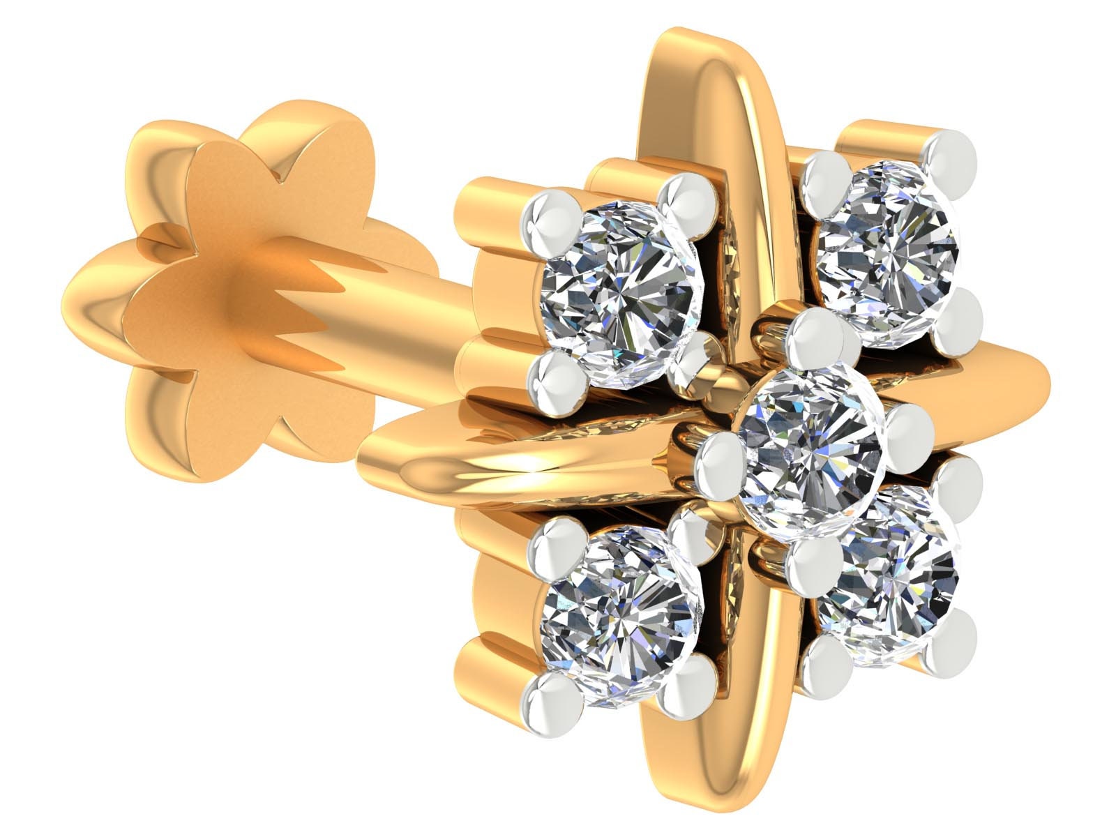 14K Gold Diamant Nasenstecker 0, 07Ct Naturdiamant Schmuck von JaipurjewelsStore