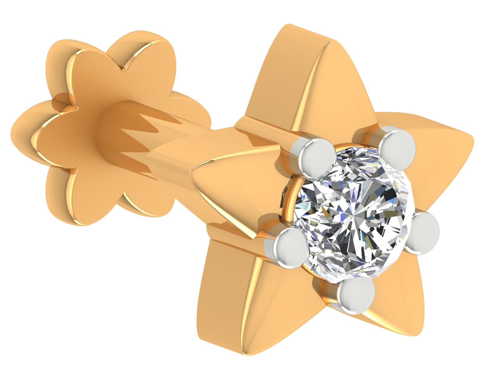 14K Gold Diamant Nasenstecker Nasenlochstift | 0, 04Cts Zertifizierter Ij-Si-Pin von JaipurjewelsStore