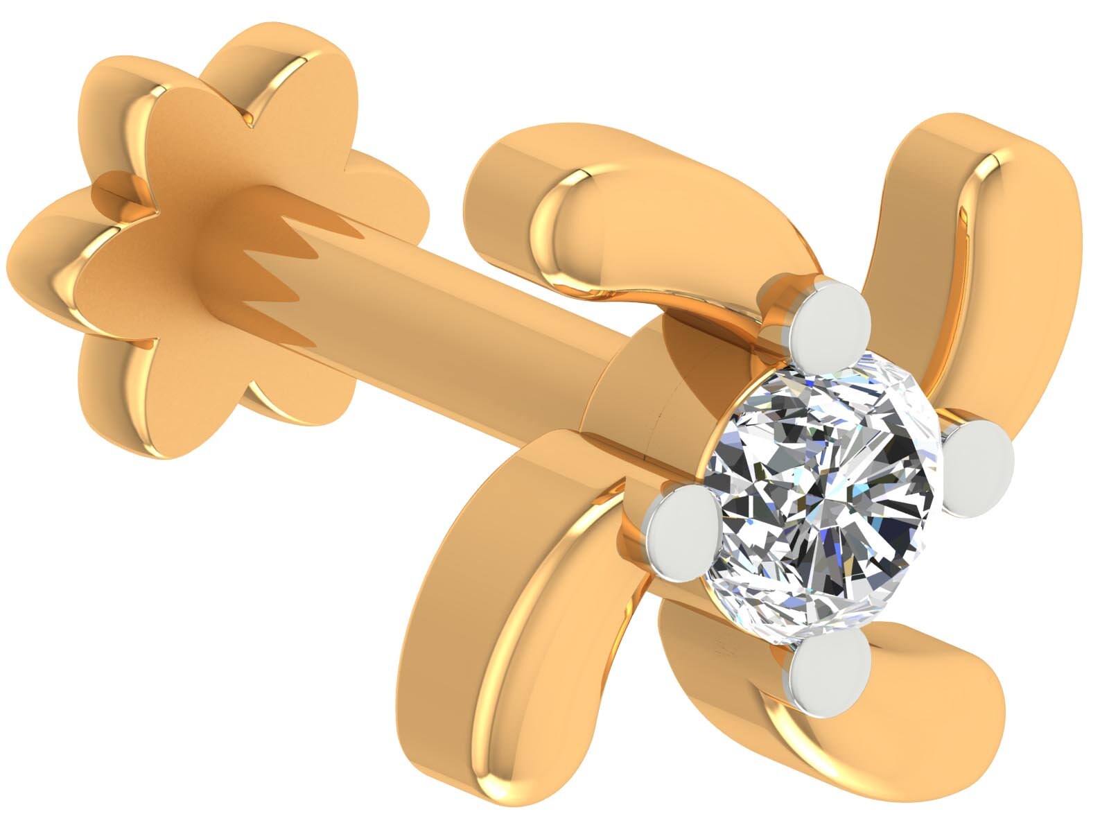 14K Gold Diamant Nasenstecker Trendiger Nasenflügel-Pin | 0.04 Karat Für Mädchen von JaipurjewelsStore