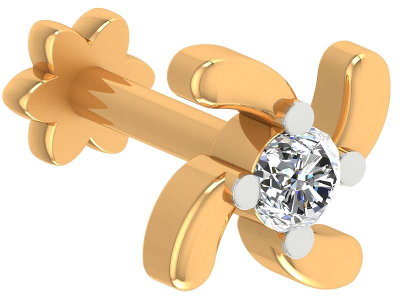 14K Gold Diamant Nasenstecker Trendiger Nasenflügel-Pin | 0.04 Karat Für Mädchen von JaipurjewelsStore