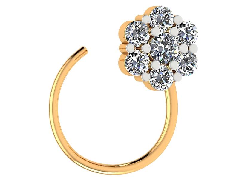 14K Gold Diamant Stern Nasenring Durchbohrte Nasenstecker Für Mädchen von JaipurjewelsStore