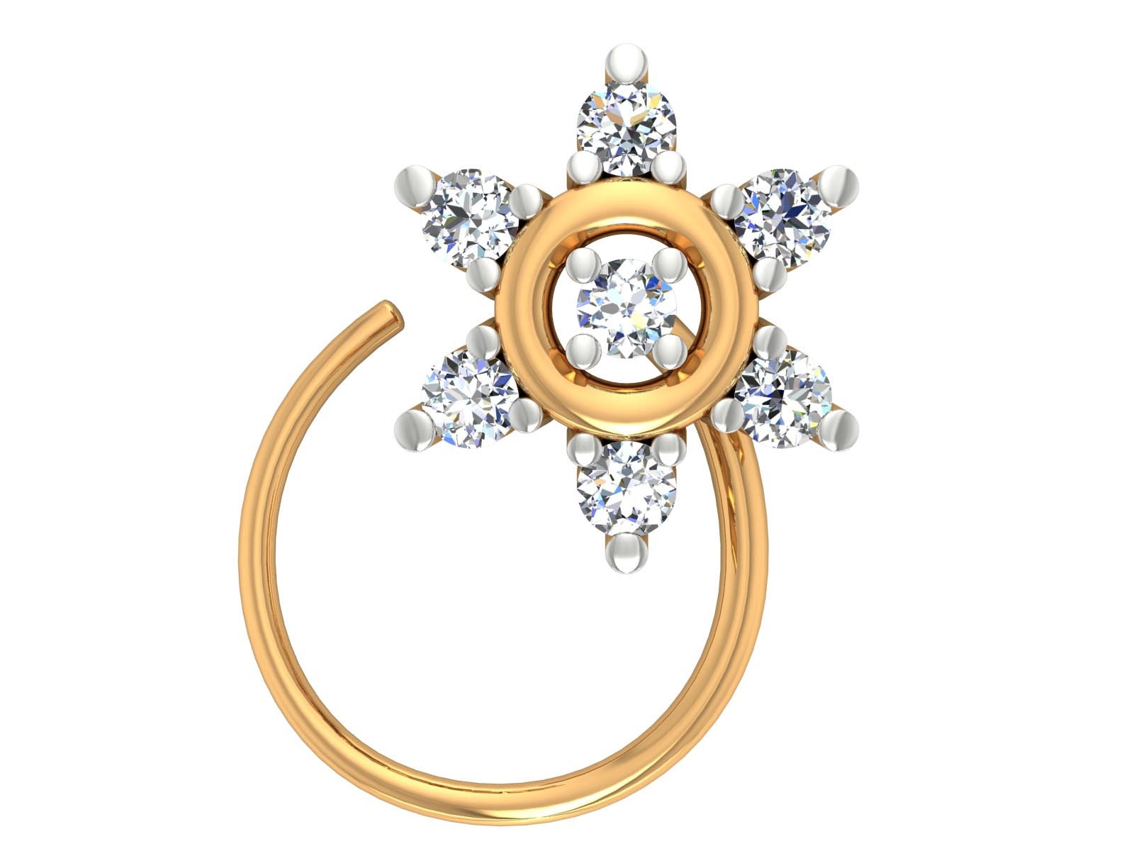 14K Gold Diamant Stern Nasenring Handgefertigter Nostril Piercing Ohrstecker von JaipurjewelsStore