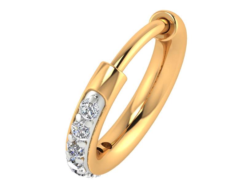 14K Gold Natürliche Diamant Nasenring Si1-Ij Durchbohrt Hoop Damen Schmuck von JaipurjewelsStore