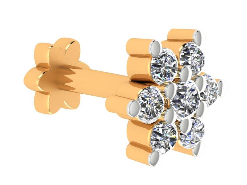 14K Gold Natürliche Diamant Stern Nasenstift 0, 10 Karat Schraubverschluss von JaipurjewelsStore