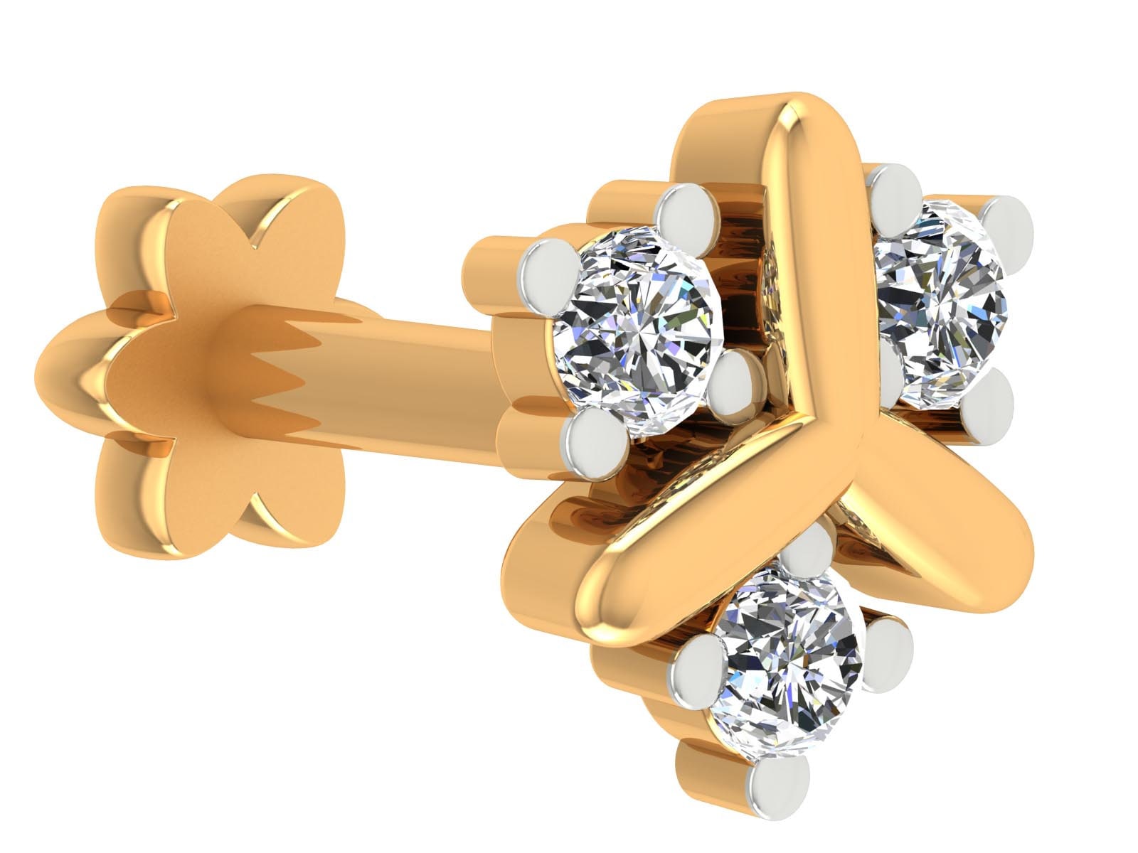 14K Gold Naturdiamant Nase Pin 0, 05Ct Nasenloch Ohrstecker von JaipurjewelsStore