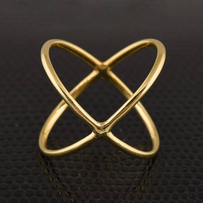 14K Solid Gelbgold Crisscross Ring - Crossover Style Band Verlobungsringe von JaipurjewelsStore