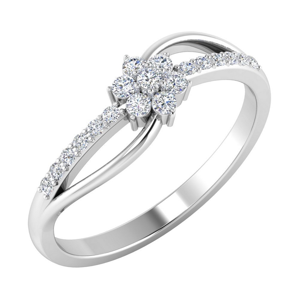 14K Weißgold 0.31Ct Naturdiamant Ehering Floral Design Twisted Schaft Verlobungsringe von JaipurjewelsStore
