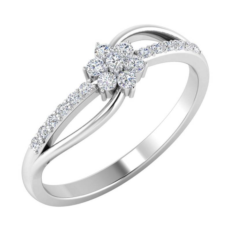 14K Weißgold 0.31Ct Naturdiamant Ehering Floral Design Twisted Schaft Verlobungsringe von JaipurjewelsStore