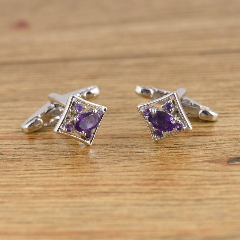 925 Sterling Silber Amethyst Manschettenknöpfe Oval Lila Edelstein, Geschenk Schmuck Für Männer von JaipurjewelsStore