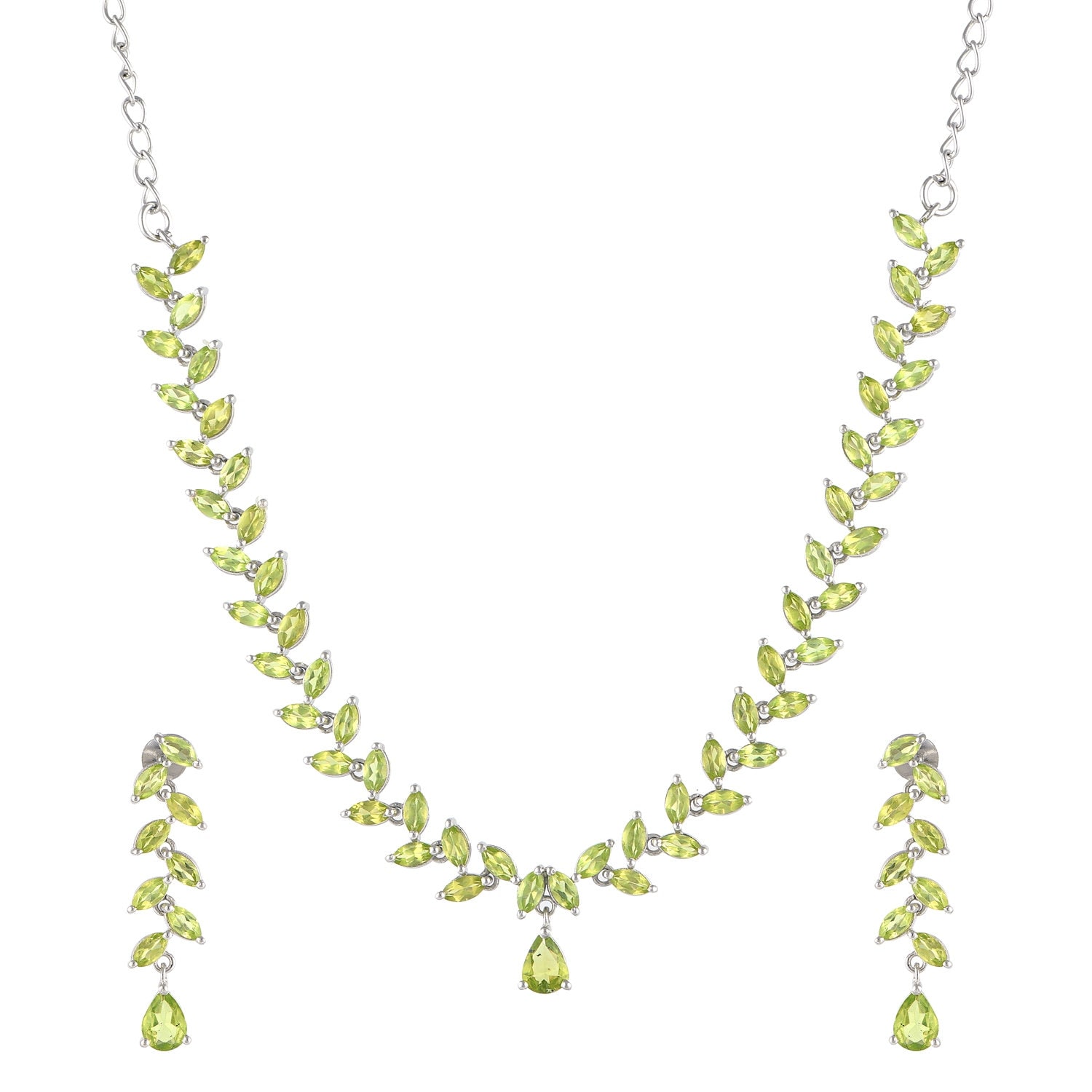 925 Sterling Silber Peridot Halskette - Natürliche Grüne Ohrringe, Ohrringe Set Damen Hochzeit Schmuck Sets Geschenk Für Mädchen von JaipurjewelsStore