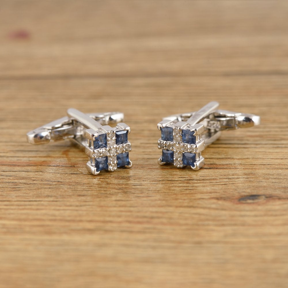 Blauer Saphir Manschettenknöpfe Sterling Silber Herrenschmuck von JaipurjewelsStore